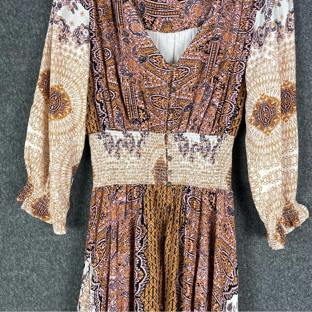 Free People L Mexicali Rose Maxi Dress Boho Peasant Featival Whimsi Renaissance - Picture 6 of 14